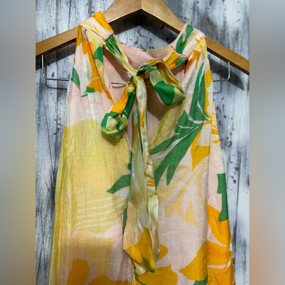 Cynthia Steffe Island Green silk look sheer tiered halter maxi dress siz… - Picture 3 of 7